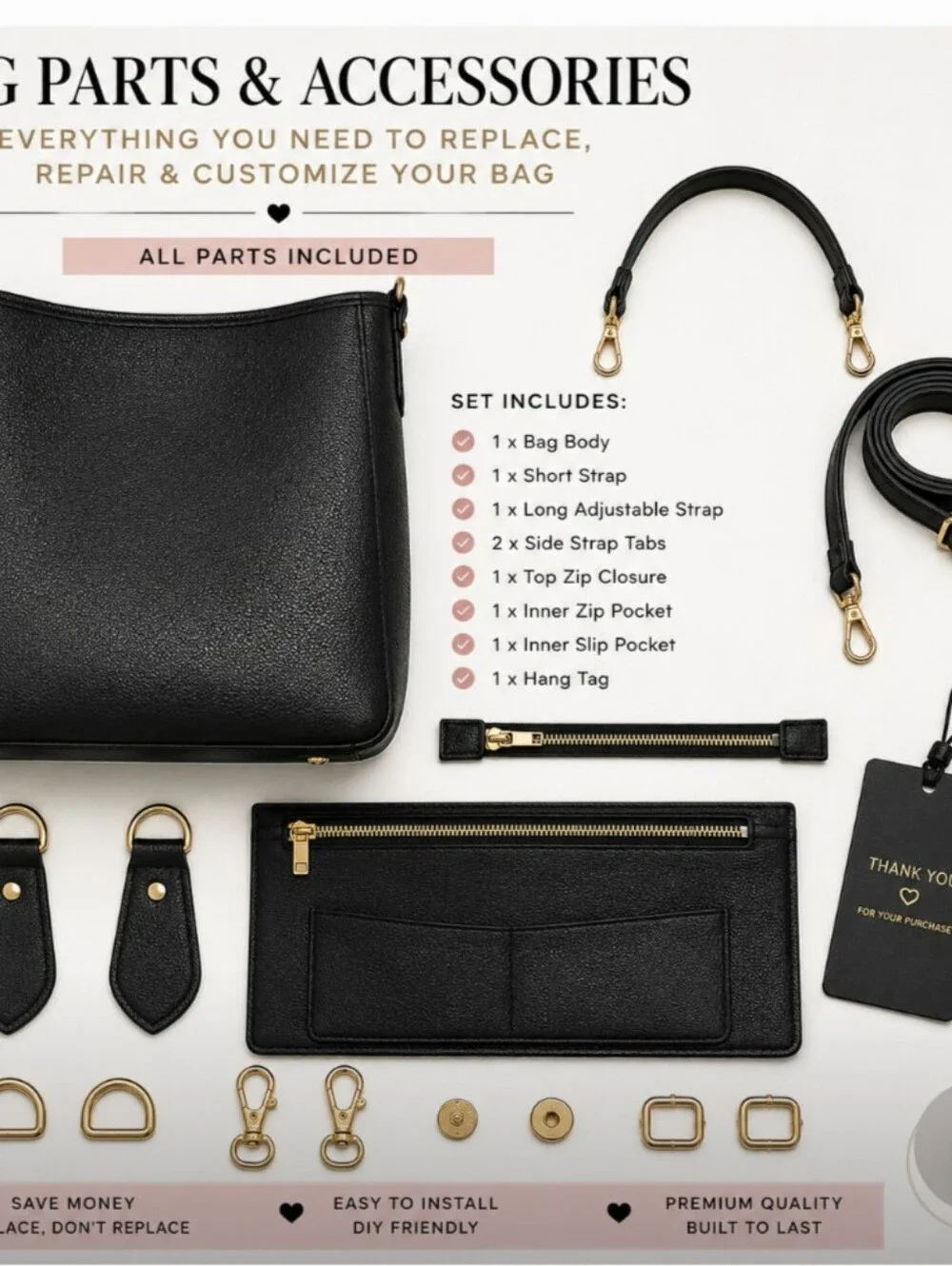 Black Patent Leather Crossbody‎ Strap With Two Silver Dog Leash Adj